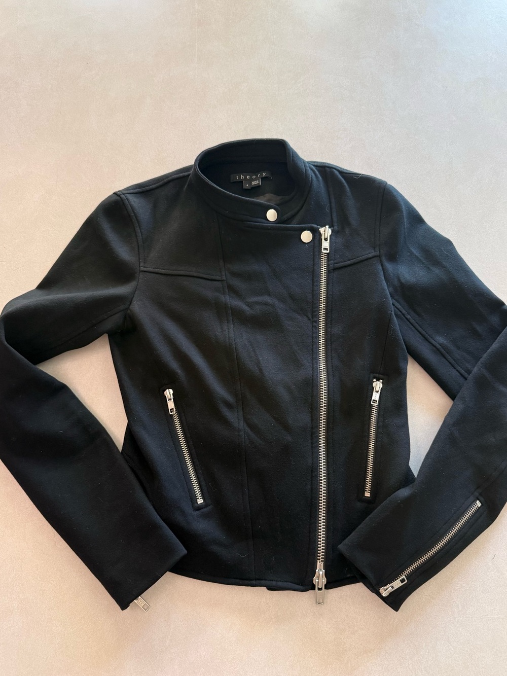Theory Black Asymmetric Zip Moto Jacket